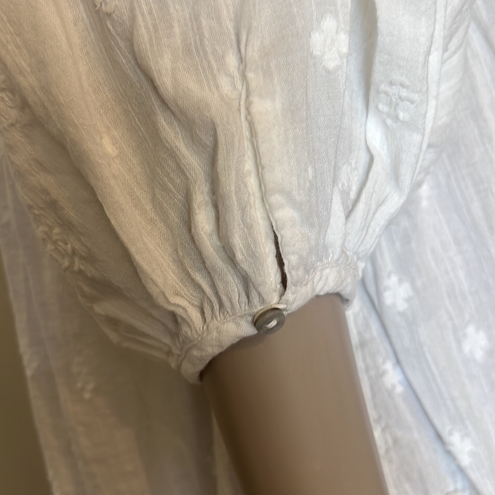 Free People Lina Lace Balloon Sleeve White embroidered lace Peasant Blouse Small - Picture 10 of 12